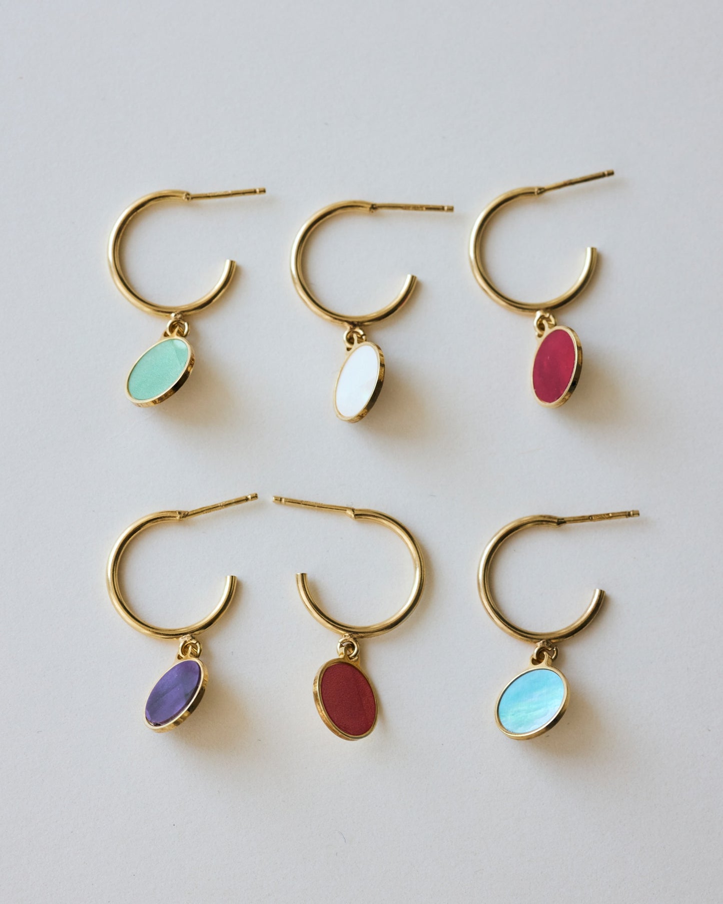 Pendientes aro 15mm círculo Sole Mio con nácar en Plata baño Oro