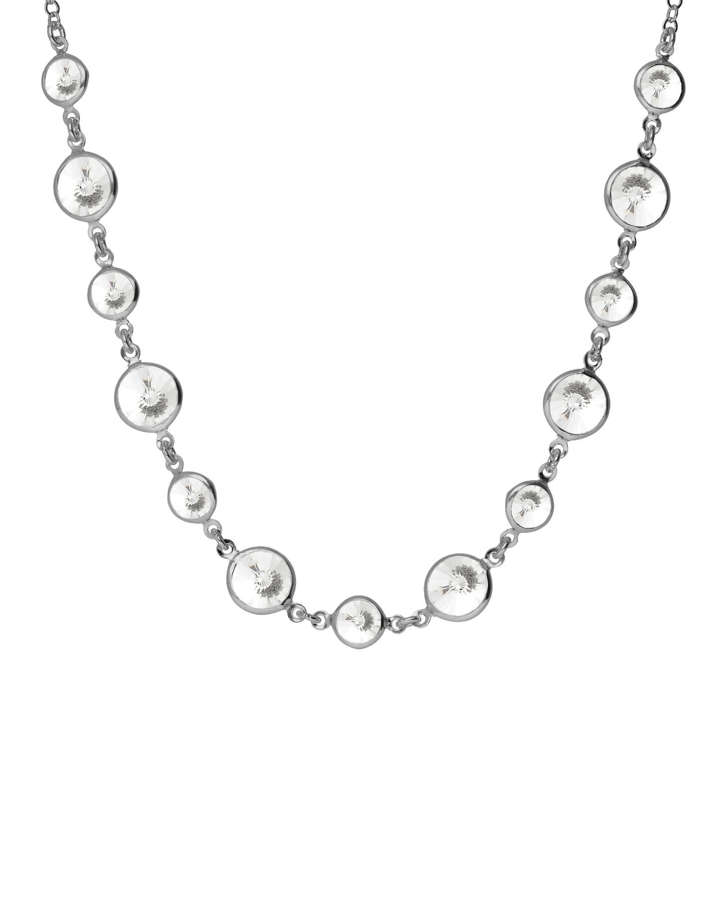 Collar corto círculo 7 y 9mm Lieve con cristal en Plata