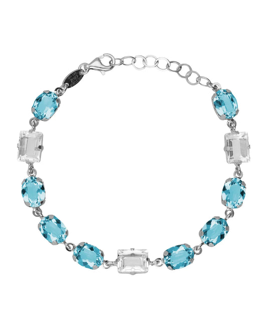 Pulsera oval Ombra con cristal en Plata baño Rodio