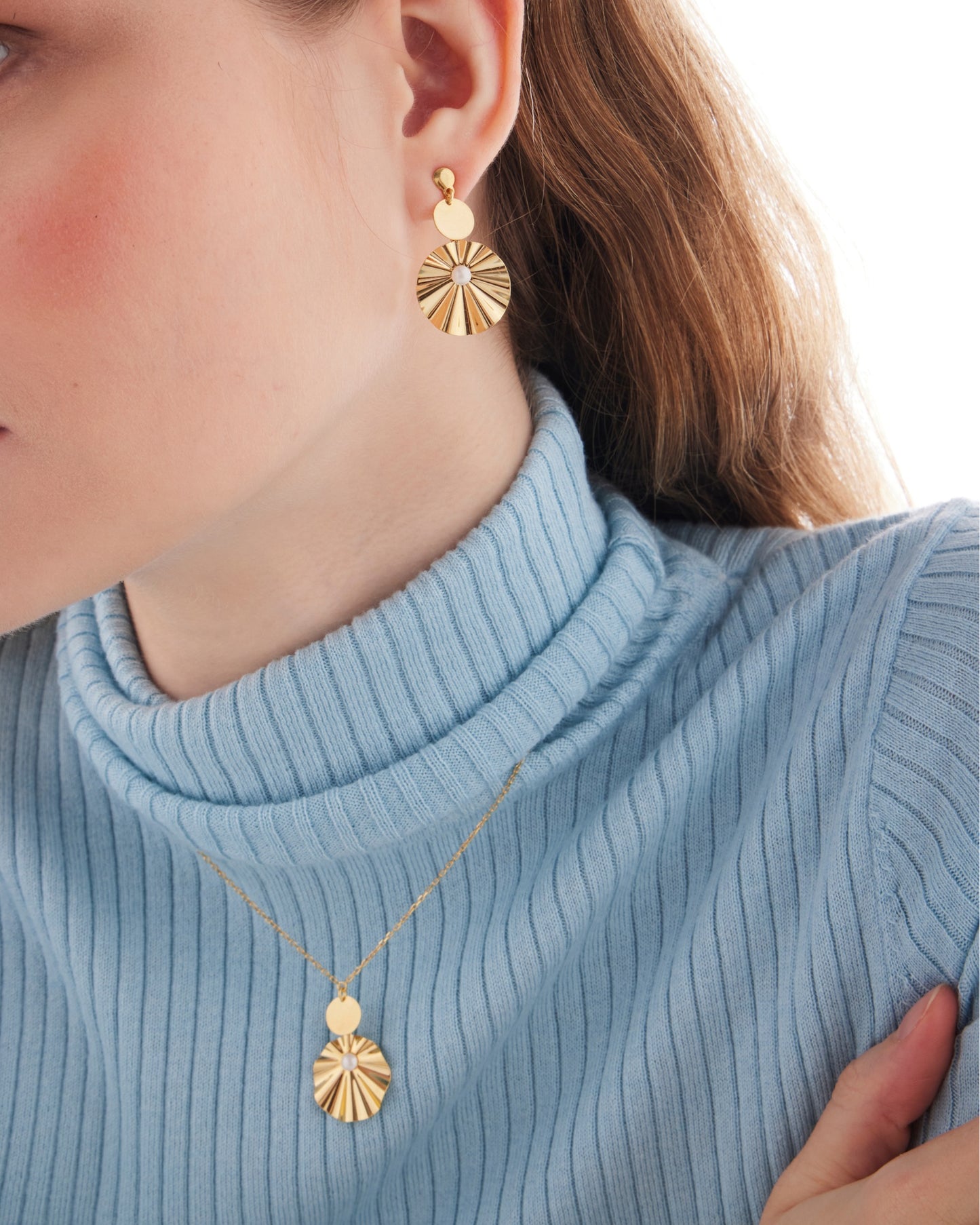 Collar corto círculo Alpina con perla en Plata