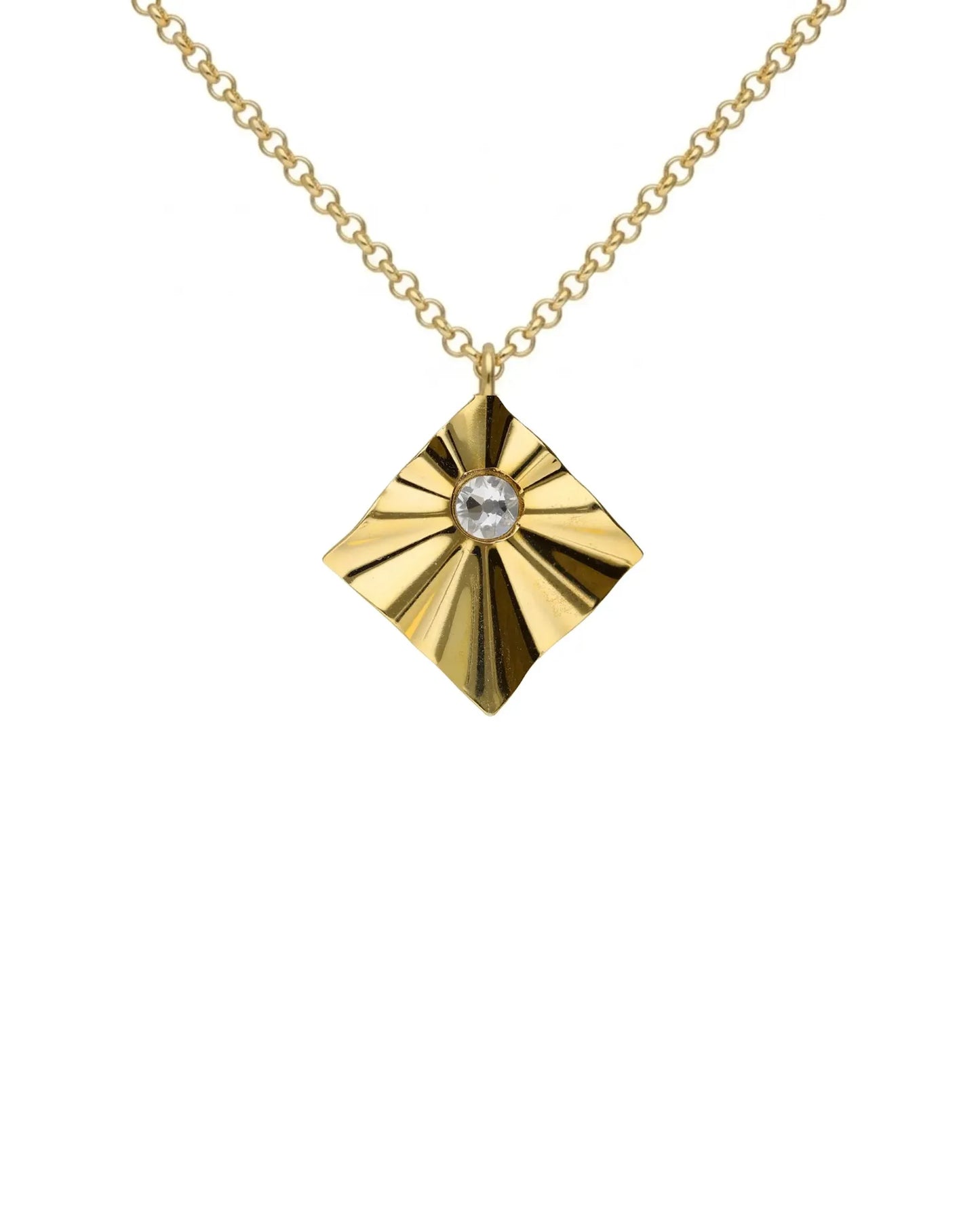 Collar corto rombo Alpina con cristal en Plata