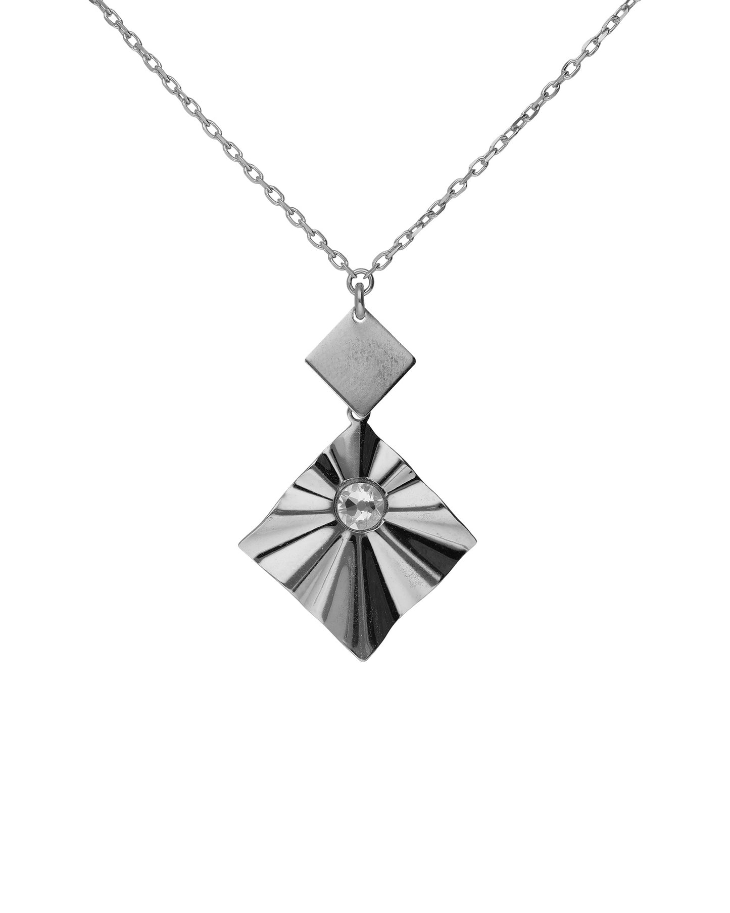 Collar corto rombo Alpina con cristal en Plata