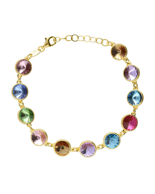 Pulsera Basic círculo 9mm cristal en Plata baño Oro