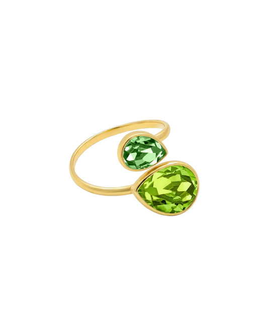 Anillo ajustable Essential lágrima cristal en Plata baño Oro