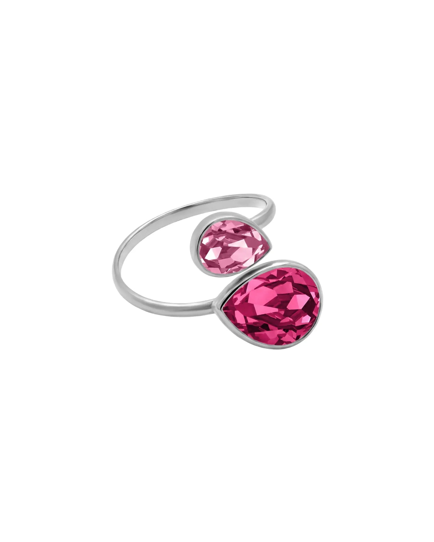 Anillo ajustable Essential lágrima cristal en Plata baño rodio