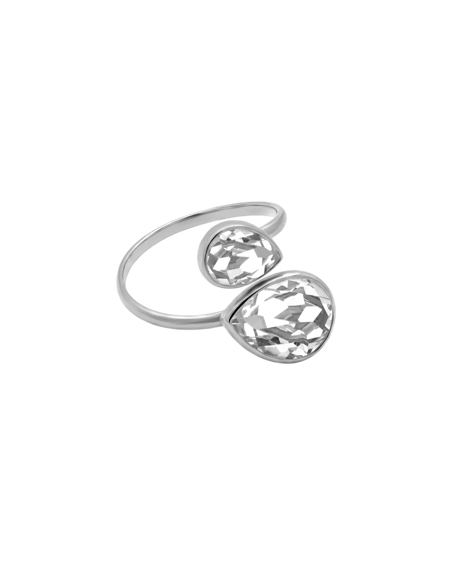 Anillo ajustable Essential lágrima cristal en Plata baño rodio