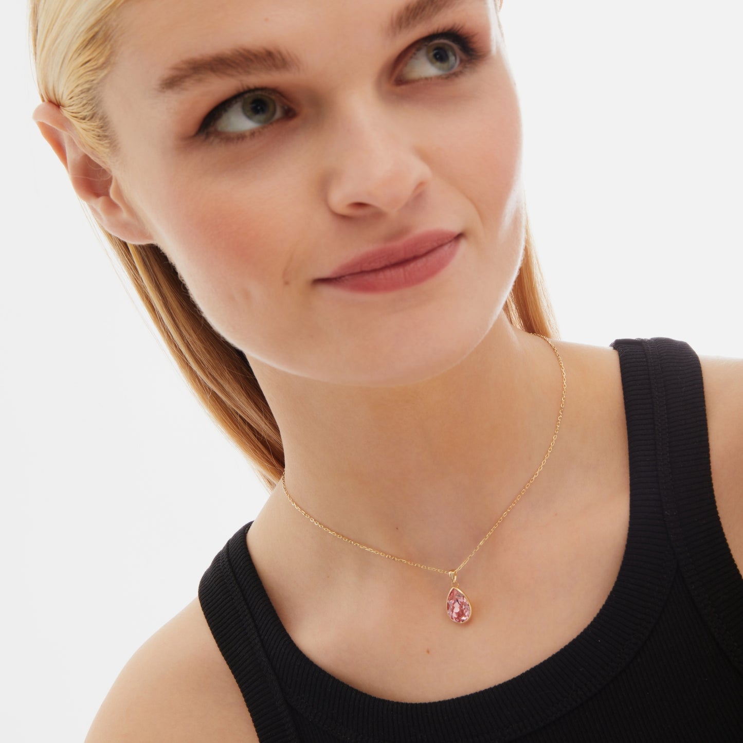 Collar corto Essential lágrima cristal en Plata baño Oro