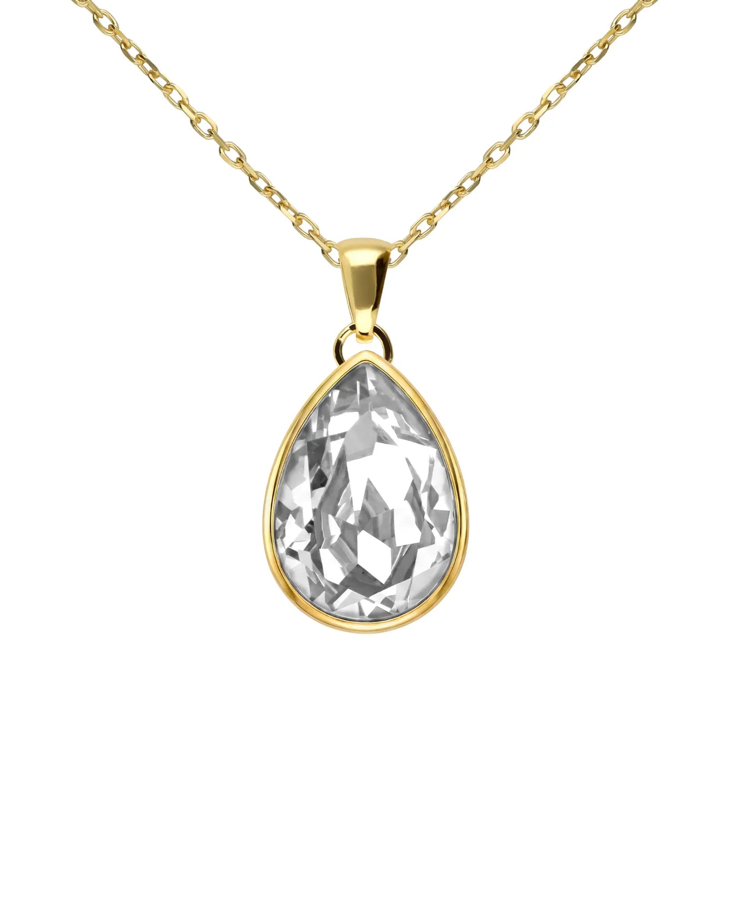 Collar corto Essential lágrima cristal en Plata baño Oro