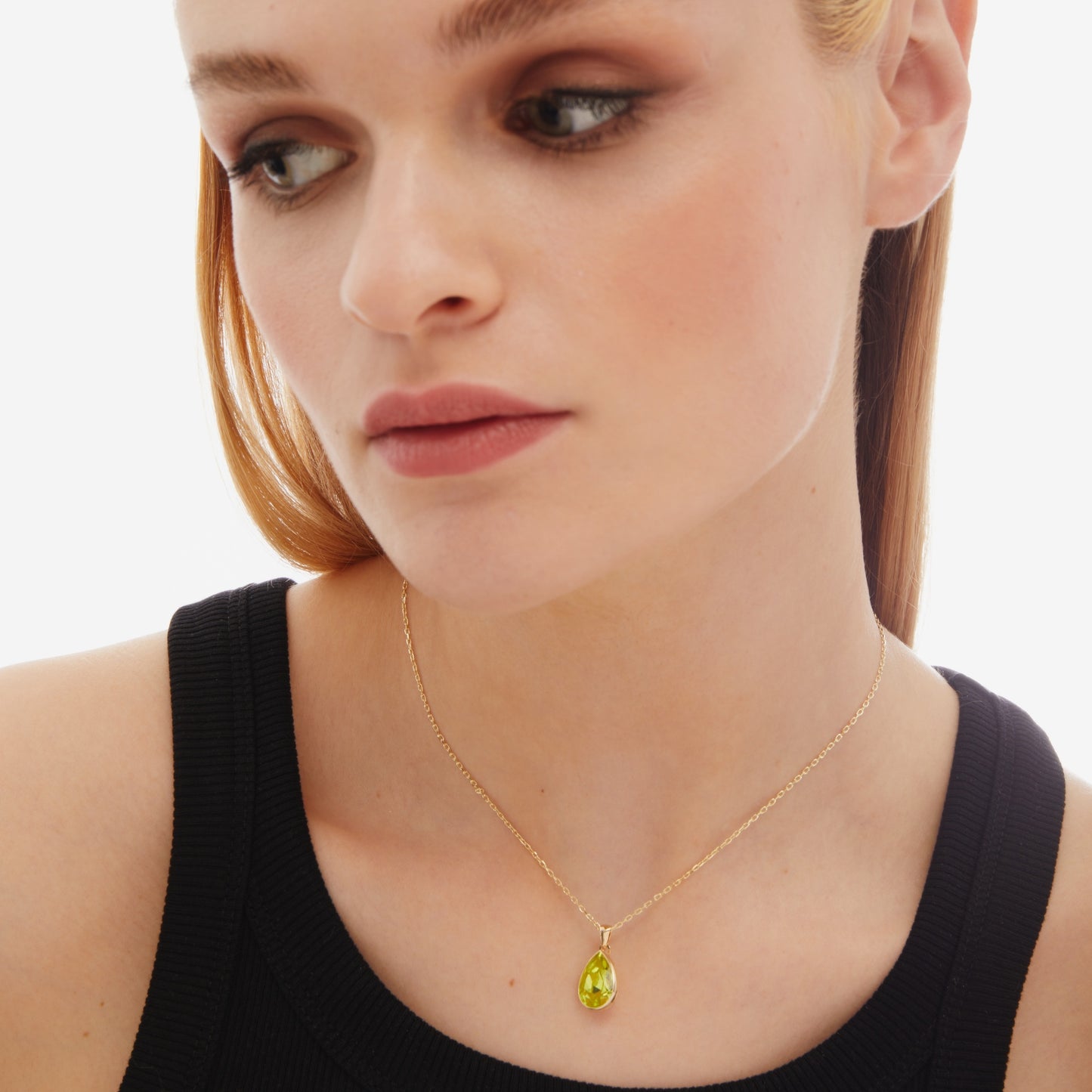 Collar corto Essential lágrima cristal en Plata baño Oro