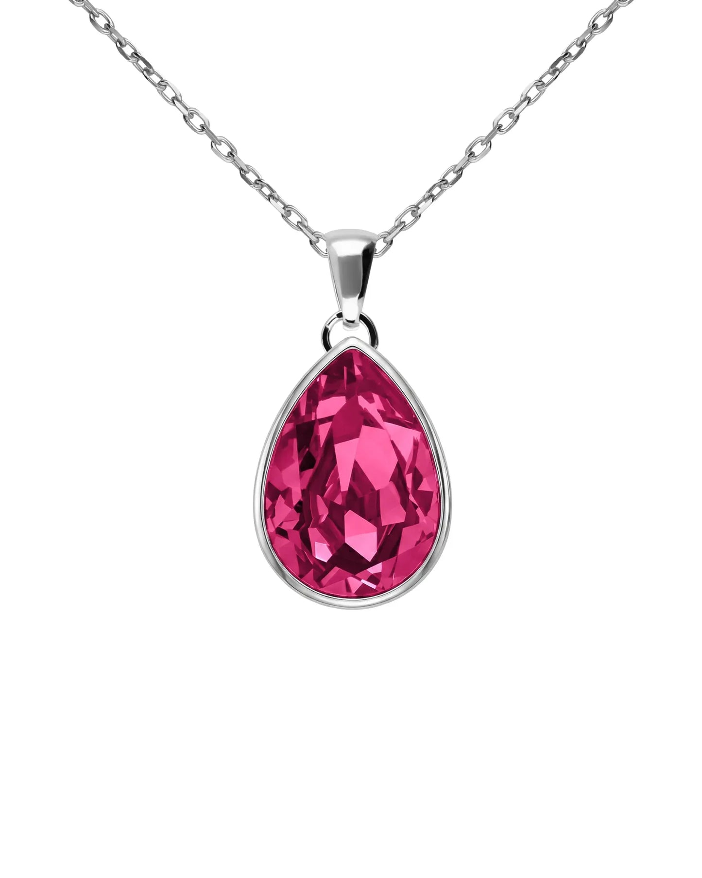 Collar corto Essential lágrima cristal en Plata baño rodio