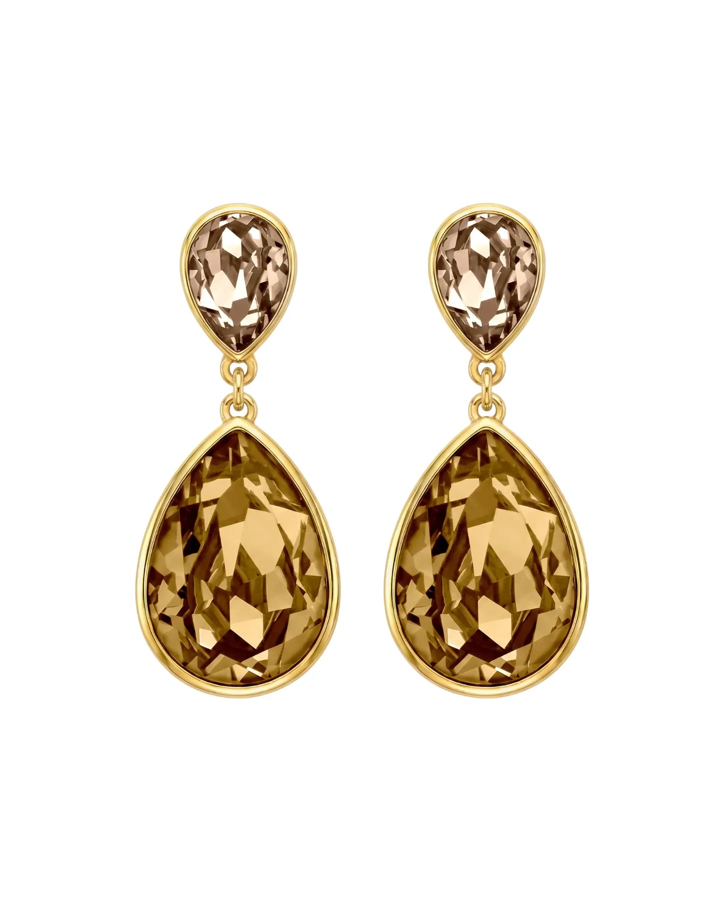 Pendientes largos Essential lágrima cristal en Plata baño Oro