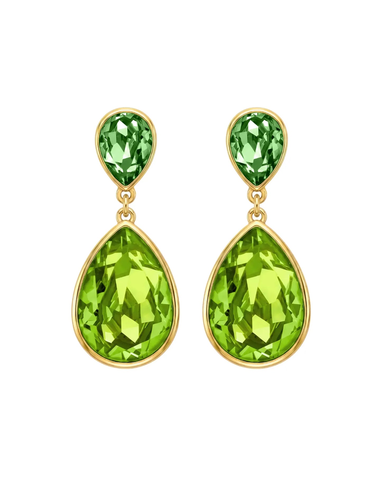 Pendientes largos Essential lágrima cristal en Plata baño Oro