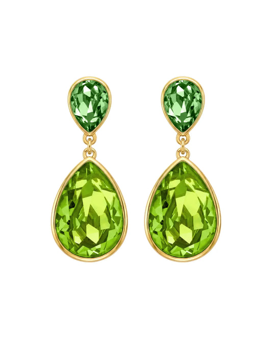 Pendientes largos Essential lágrima cristal en Plata baño Oro