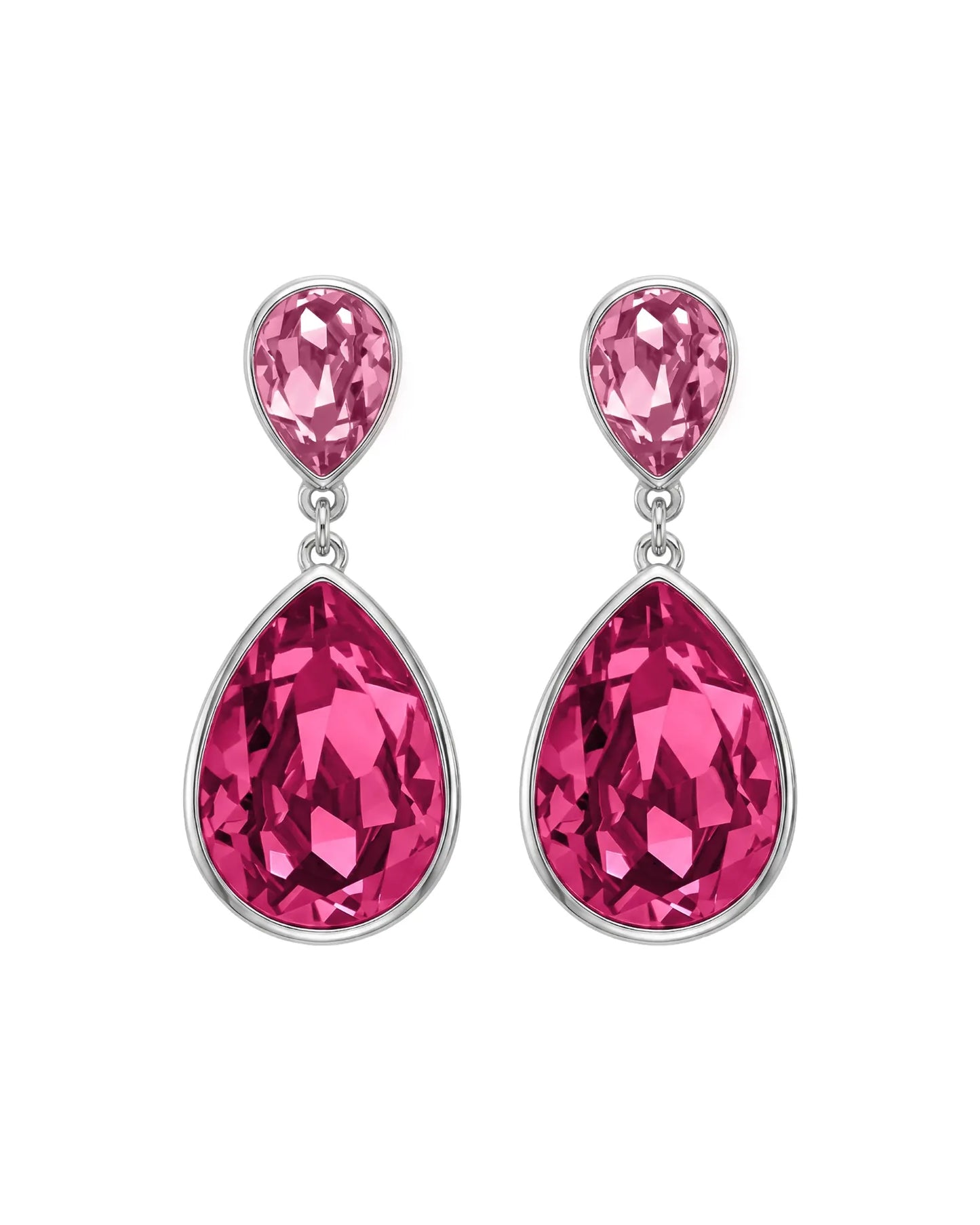 Pendientes largos Essential lágrima cristal en Plata baño rodio