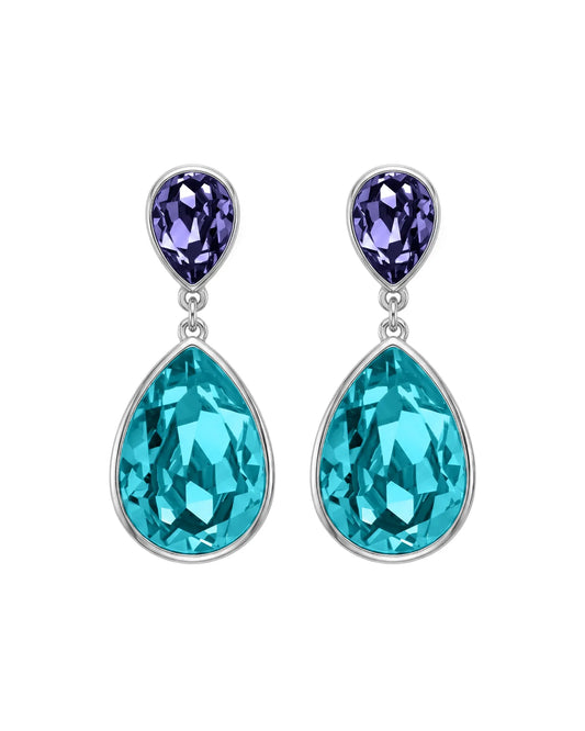 Pendientes largos Essential lágrima cristal en Plata baño rodio