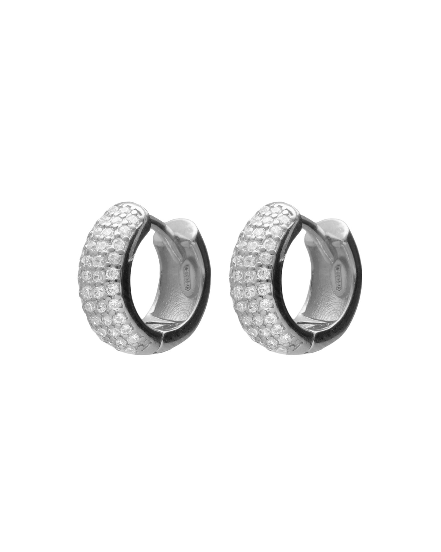 Pendientes aro 1,2cm click Lux con circonita blanca en Plata