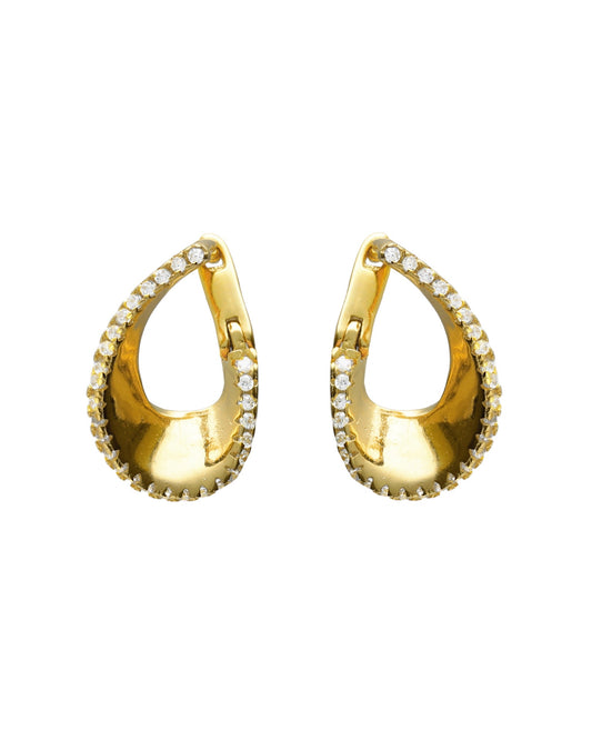 Pendientes cortos click Lux gota con circonita blanca en Plata
