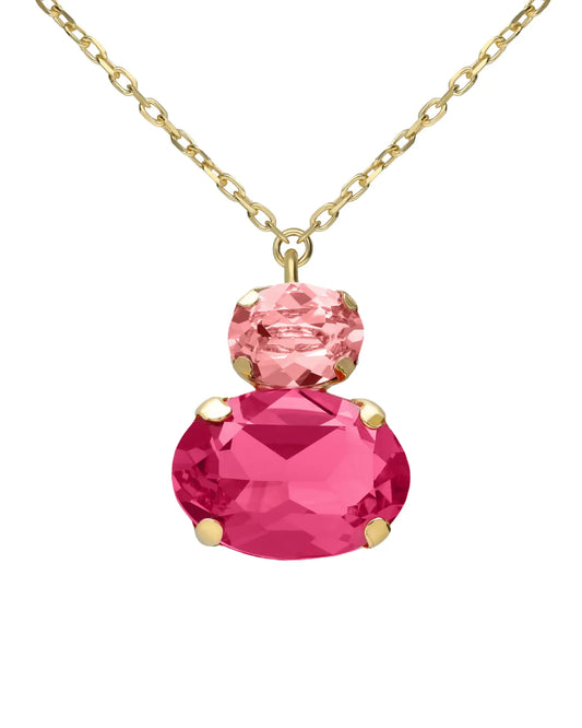 Collar corto Eau con cristal rosa en Plata baño Oro