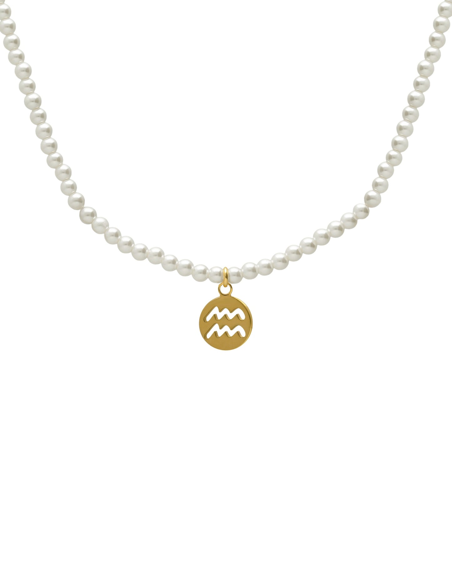Collar corto Solene horóscopo con perla en Plata baño Oro
