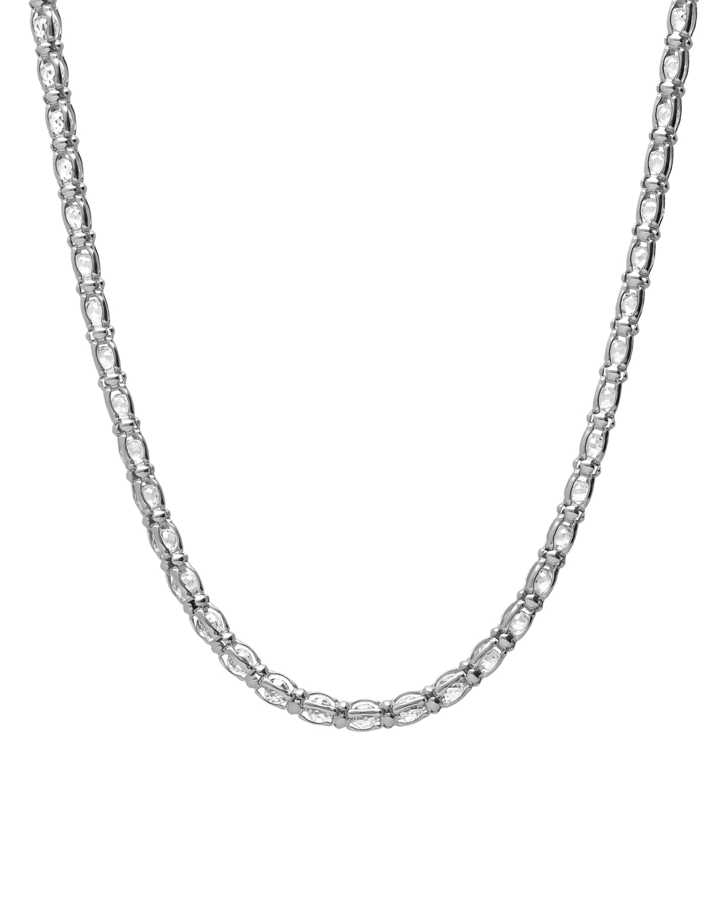 Collar corto Origami con cristal blanco en Plata