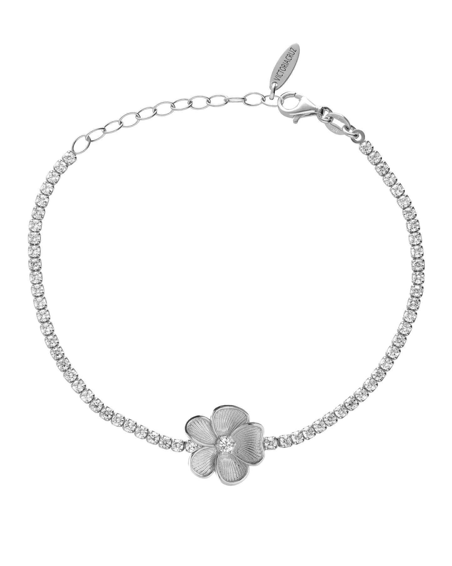 Pulsera Origami flor con cristales riviere en Plata