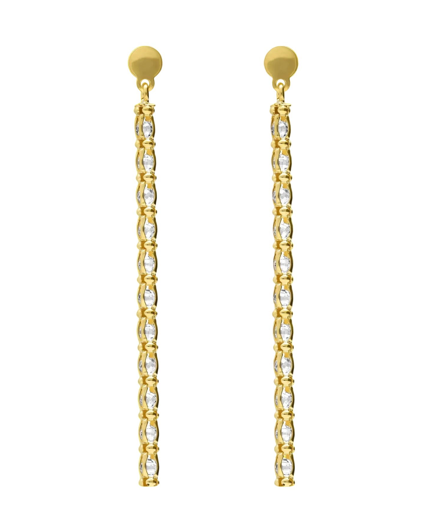 Pendientes largos Origami con cristal blanco en Plata