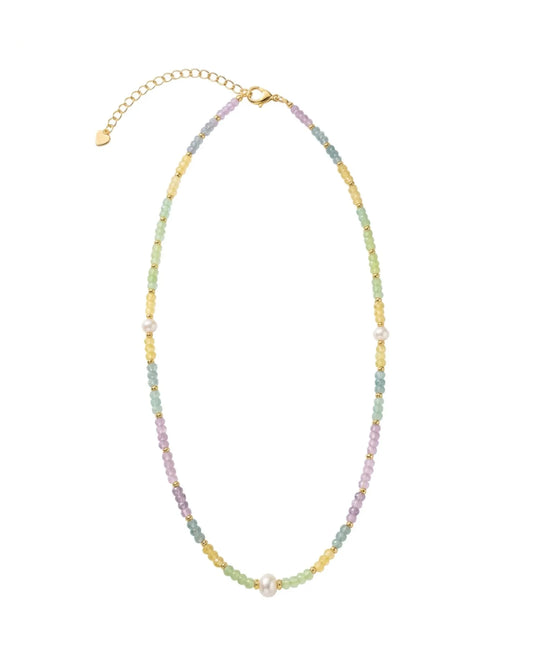 Collar corto Brisa de colores con perlas de Latón