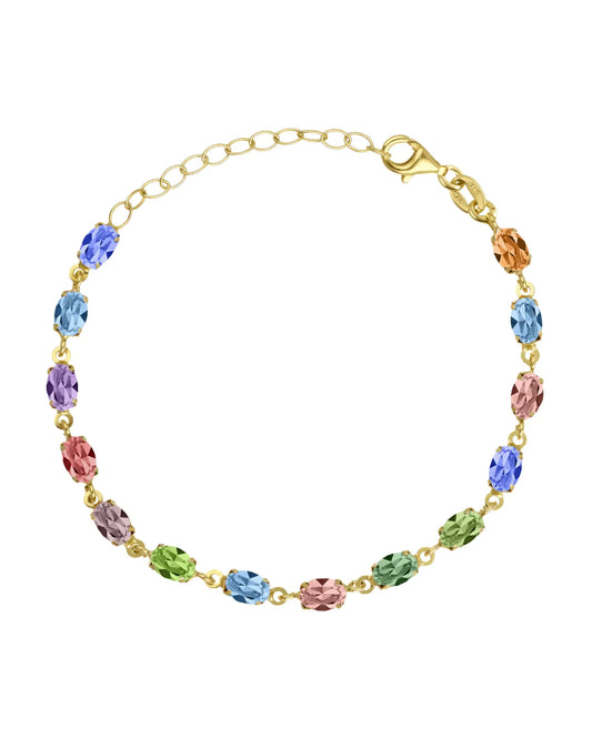 Pulsera oval cristal multicolor en Plata
