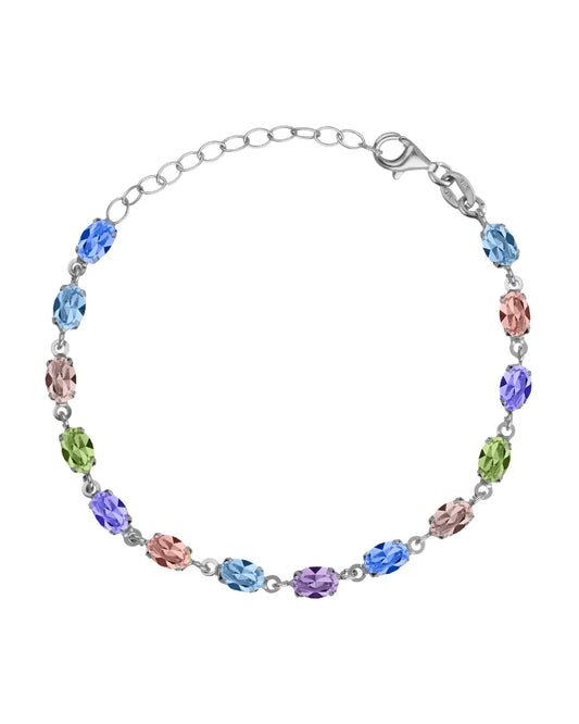Pulsera oval cristal multicolor en Plata