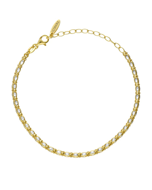 Pulsera Origami con cristal blanco en Plata