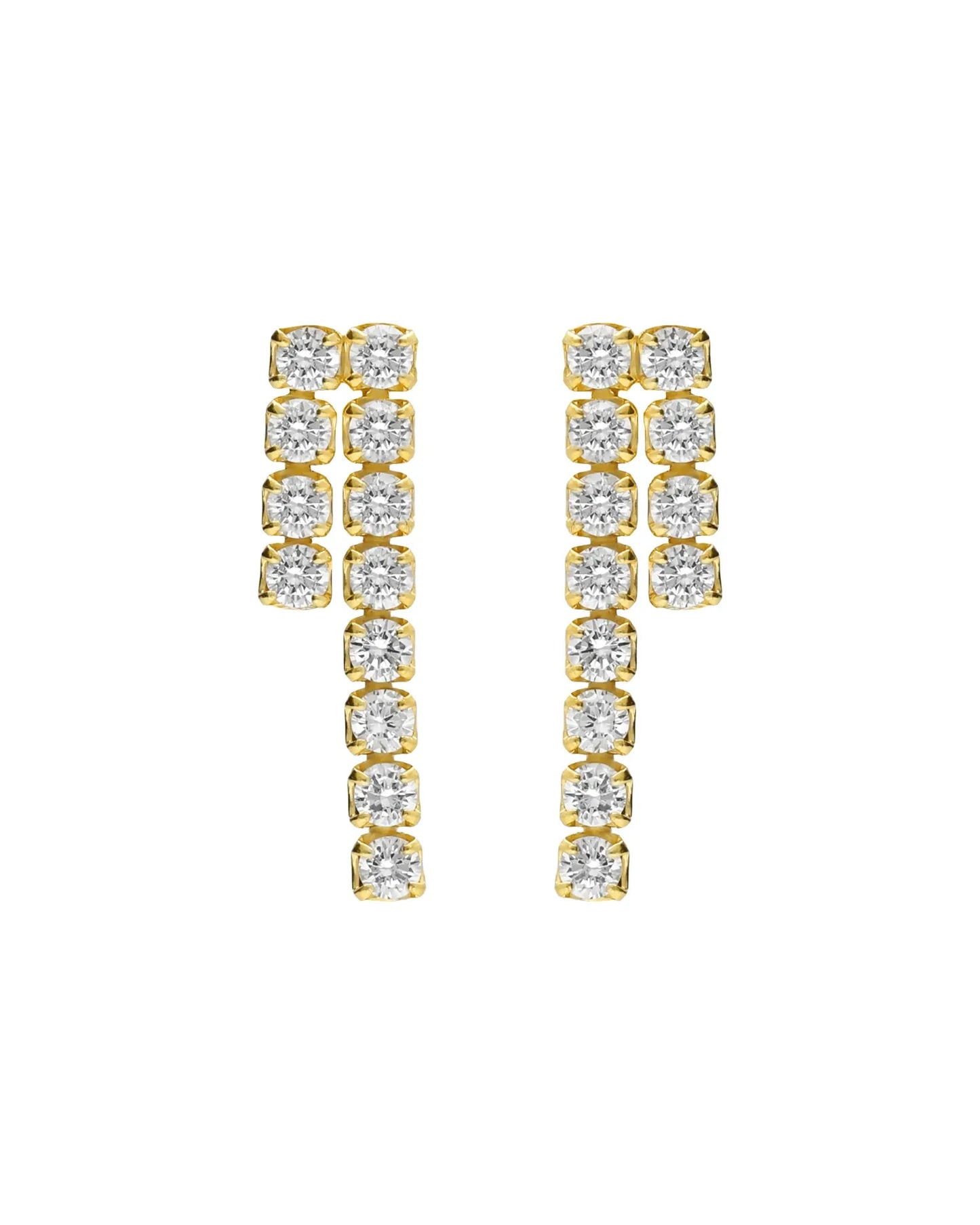 Pendientes cortos Move con cristales riviere blancos en Plata