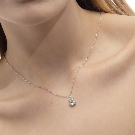 Collar corto oval Ombra con cristal en Plata baño Rodio