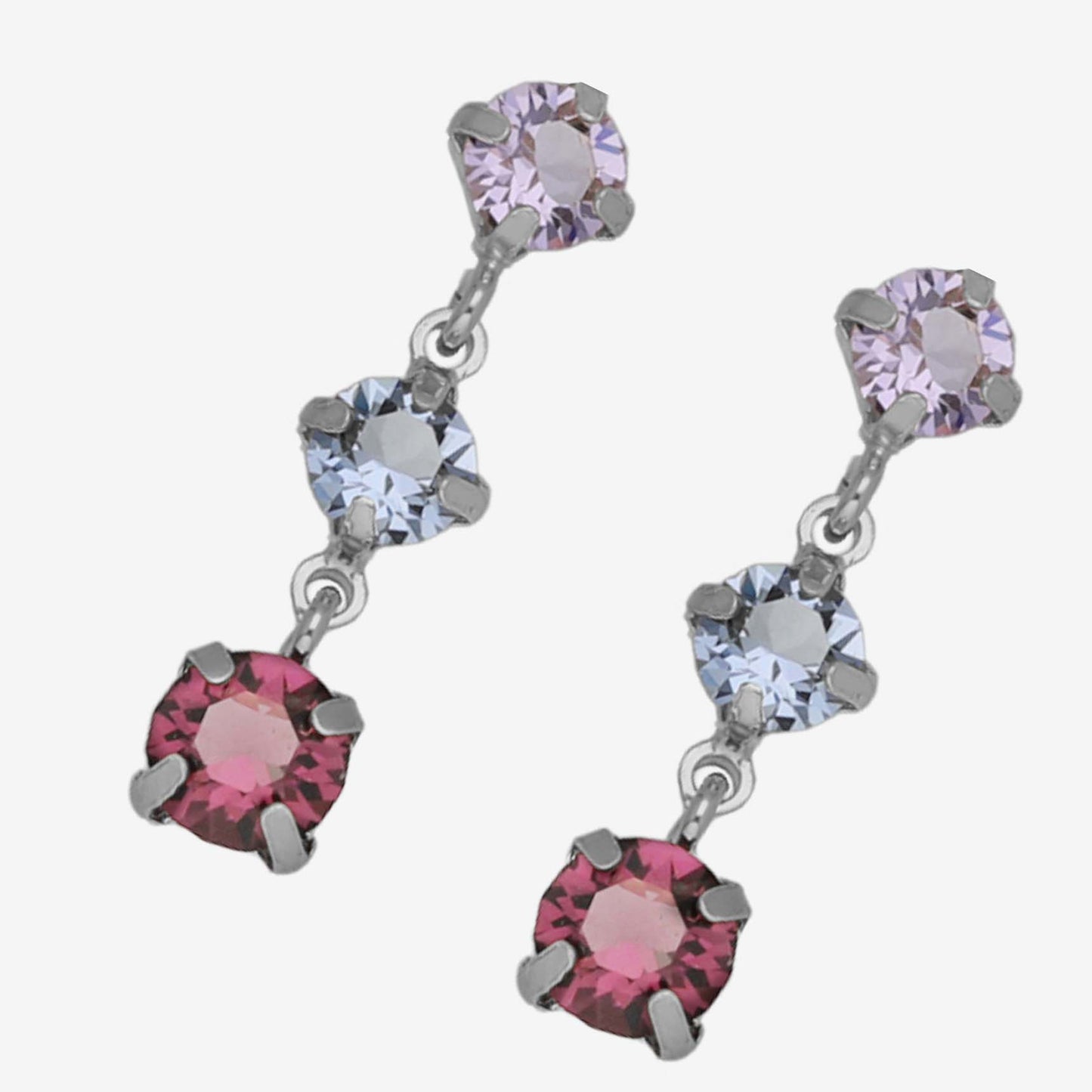 Pendientes largos Velvet cristal multicolor en Plata