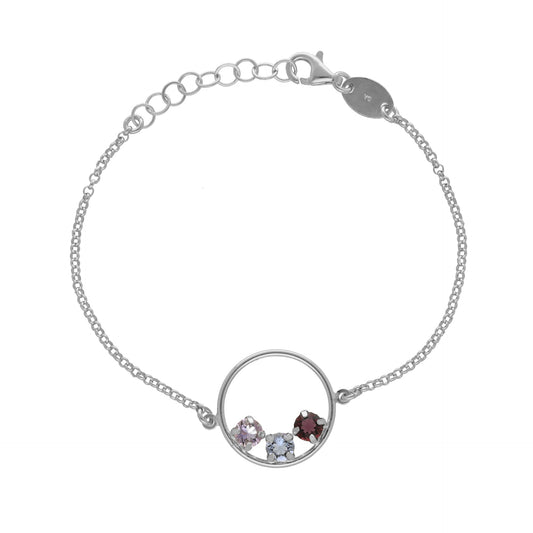 Pulsera Velvet círculo cristal multicolor en Plata