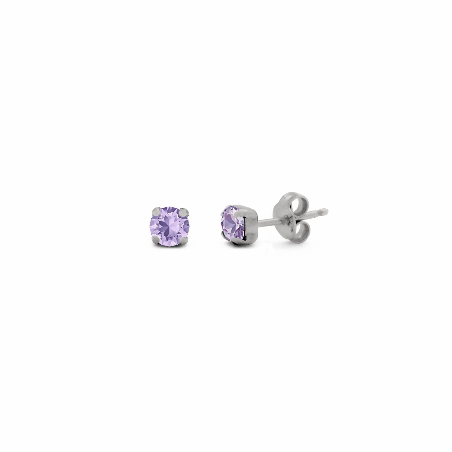 Pendientes botón Celine círculo cristal en Plata baño rodio