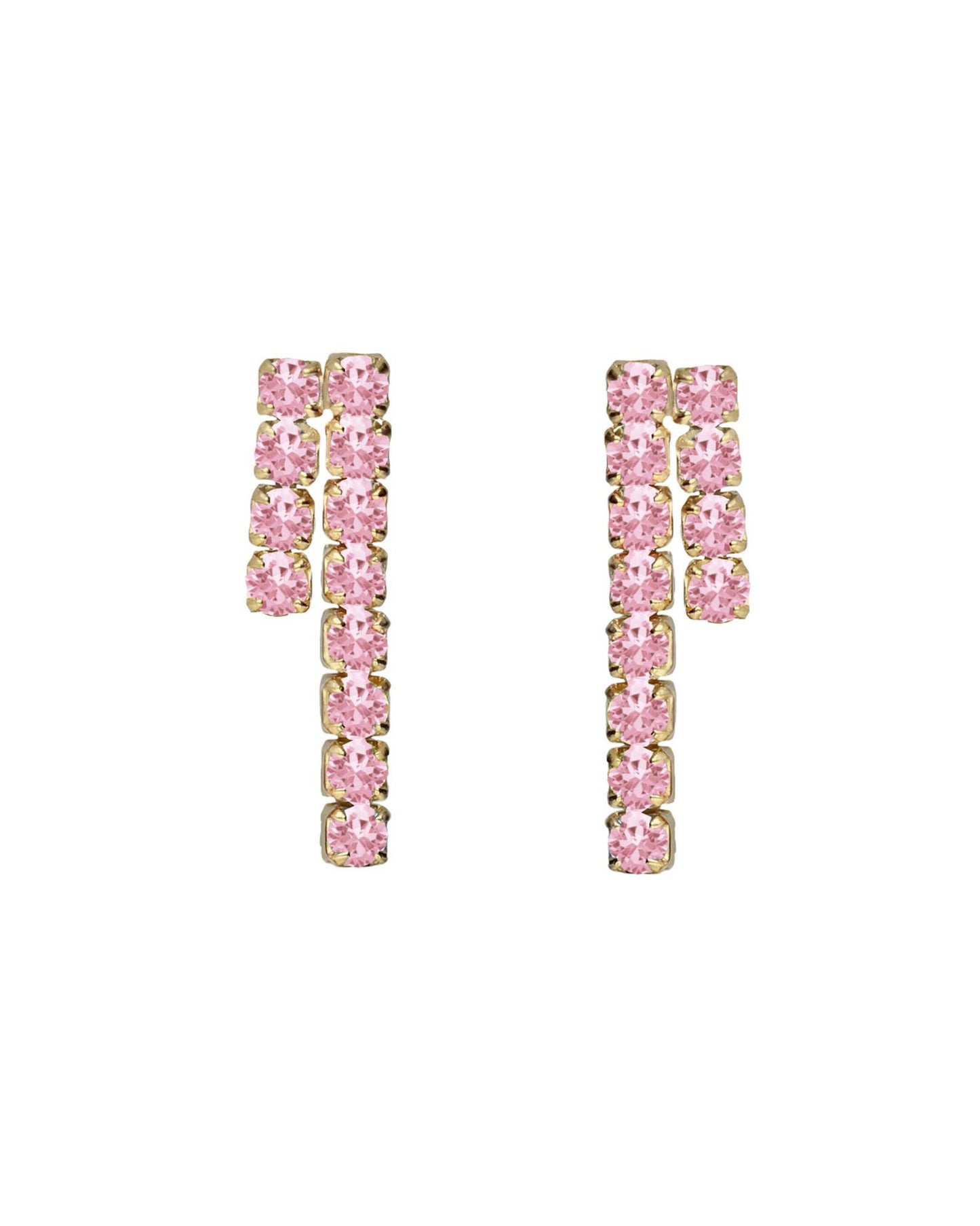 Pendientes cortos Eau con cristales riviere rosa en Plata baño Oro