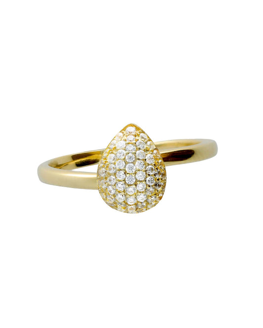 Anillo ajustable Lux gota con circonita blanca en Plata