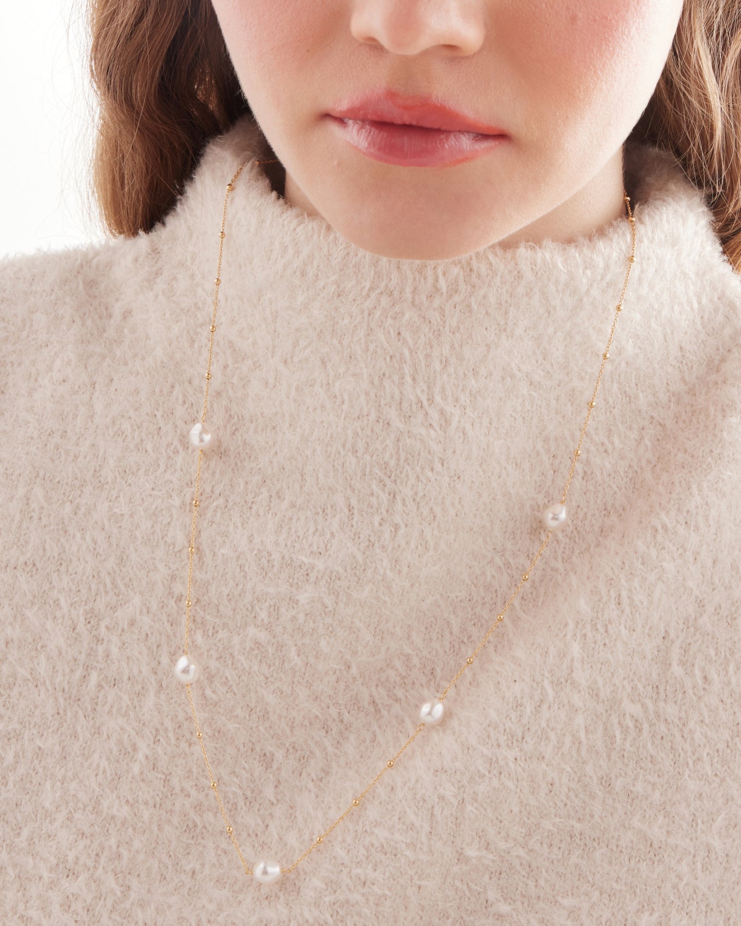 Collar largo 65cm Sera con perla barroca en Plata
