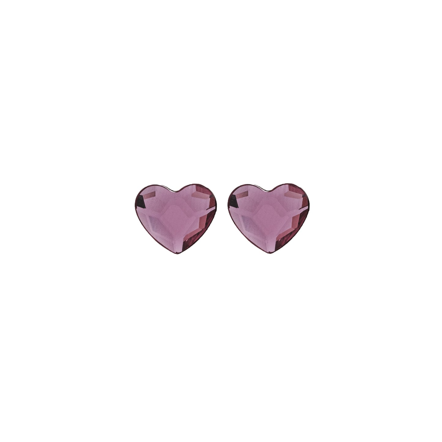 Pendientes botón Cuore corazón grande cristal en Plata baño Oro