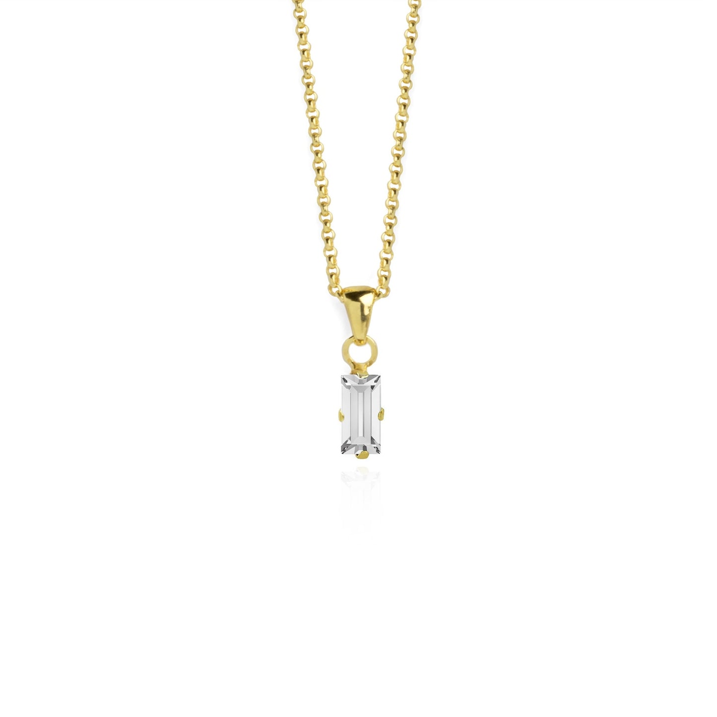 Collar corto Macedonia rectángulo cristal en Plata baño Oro