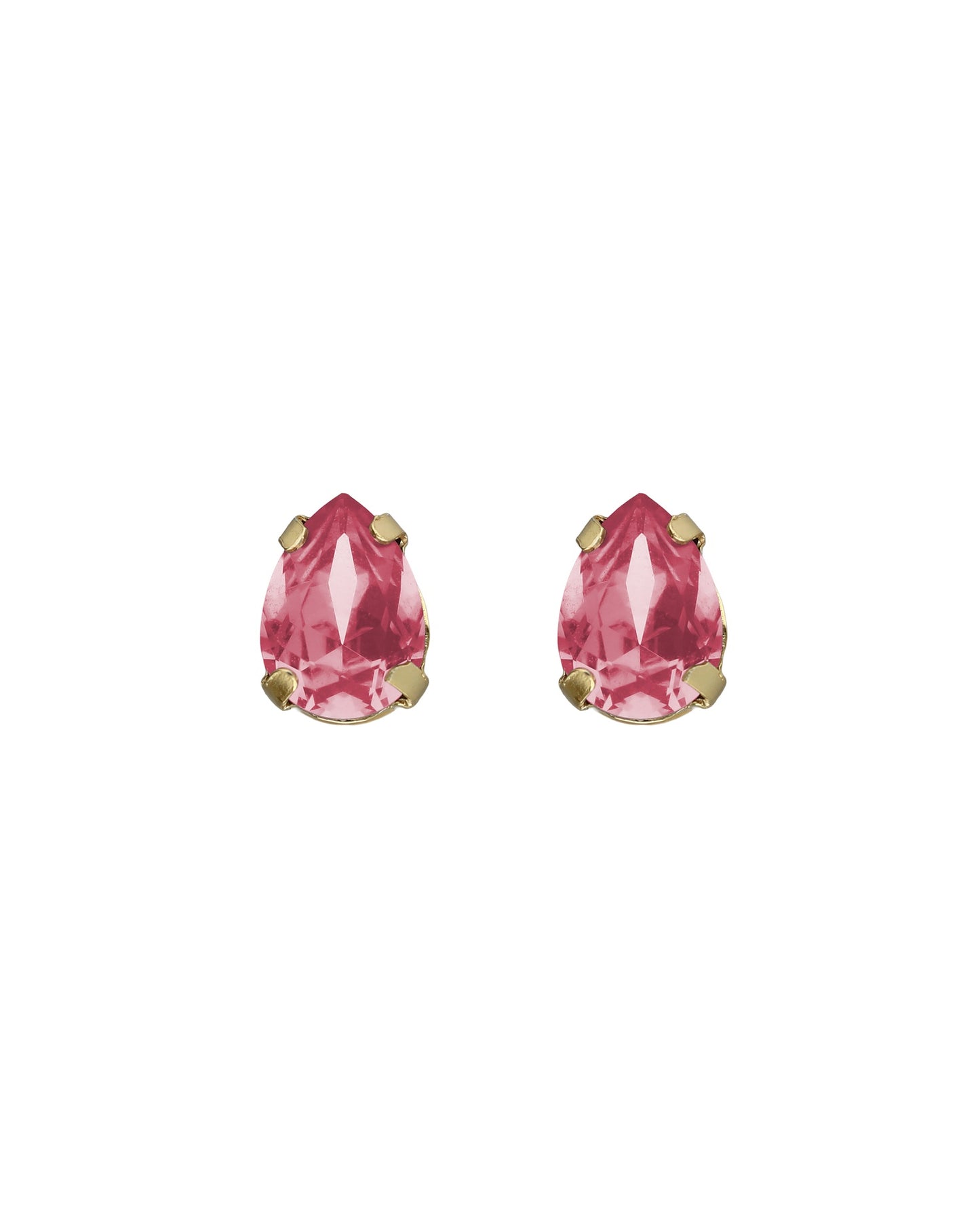 Pendientes botón lágrima Birthstone con cristal en Plata baño Oro