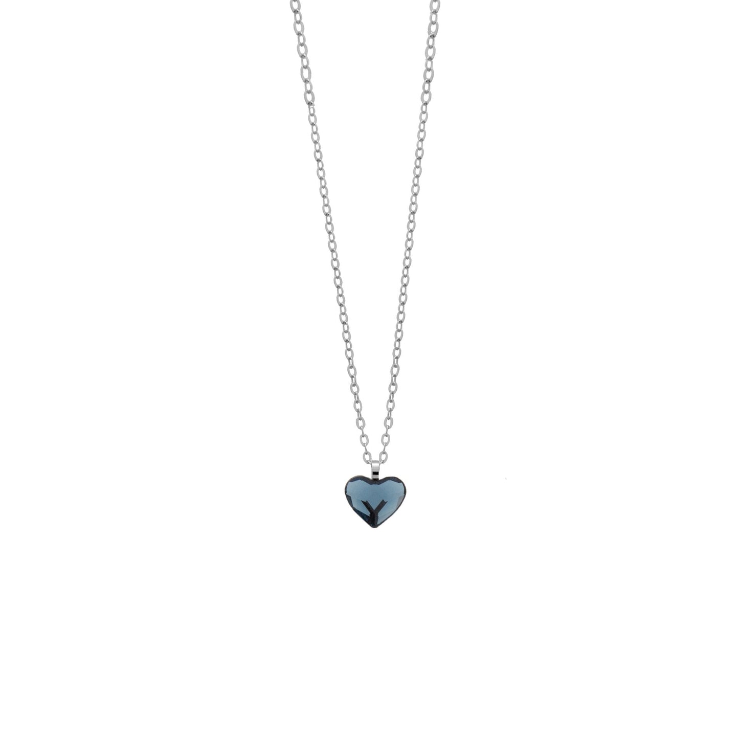 Collar corto Cuore corazón pequeño cristal en Plata baño rodio