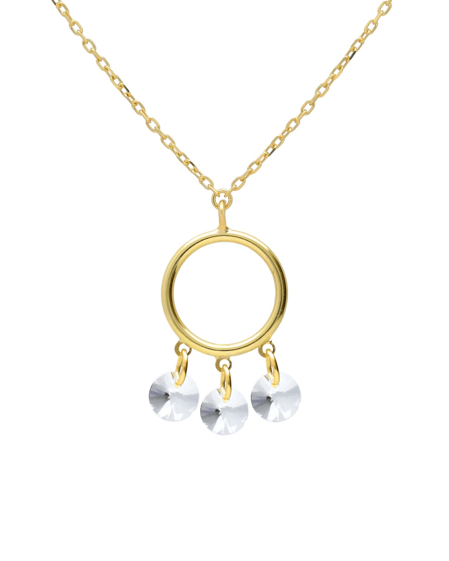 Collar corto Muse círculo con cristal blanco en Plata