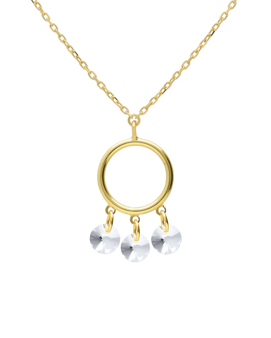 Collar corto Muse círculo con cristal blanco en Plata