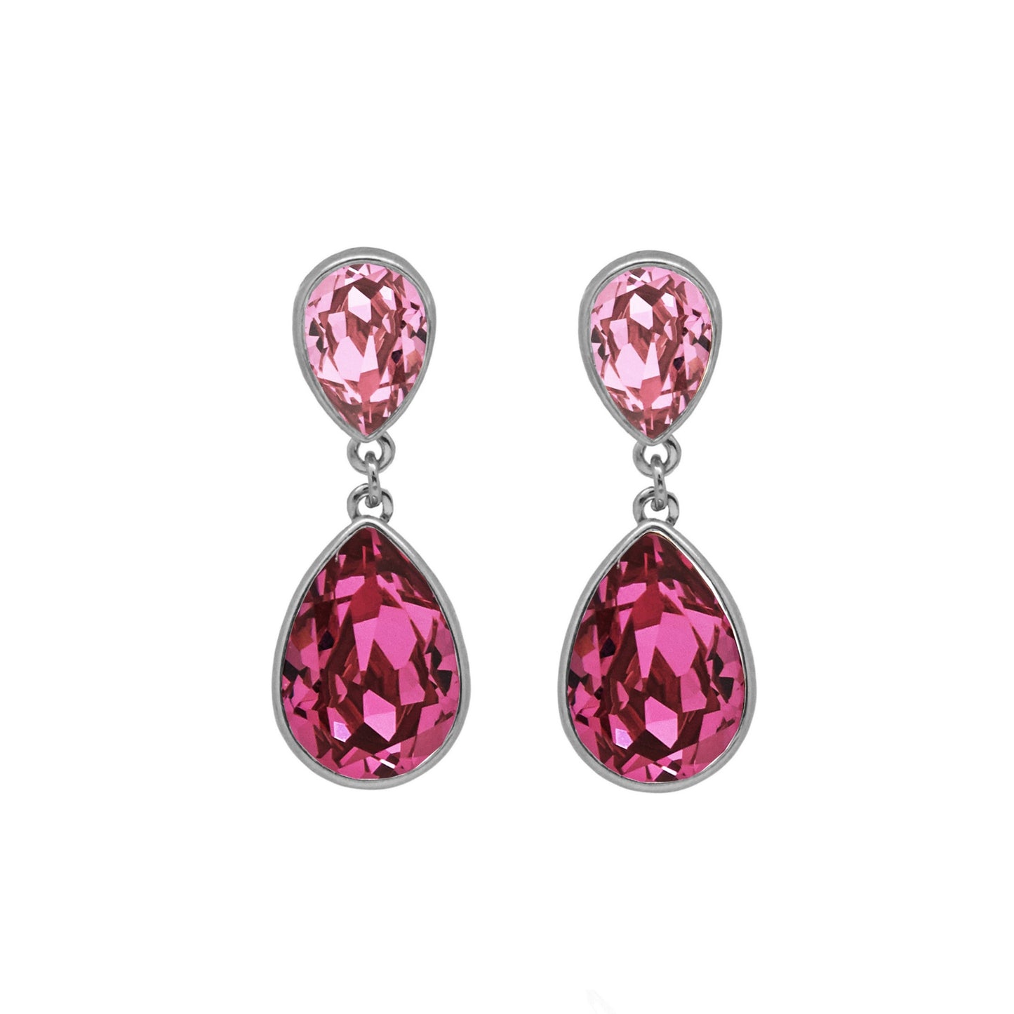 Pendientes largos Essential lágrima cristal en Plata baño rodio
