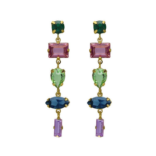 Pendientes largos Passion multicolor en Plata baño Oro