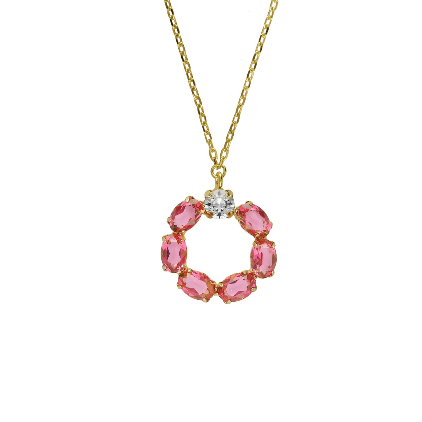 Collar corto Harmony círculo cristal en Plata baño Oro