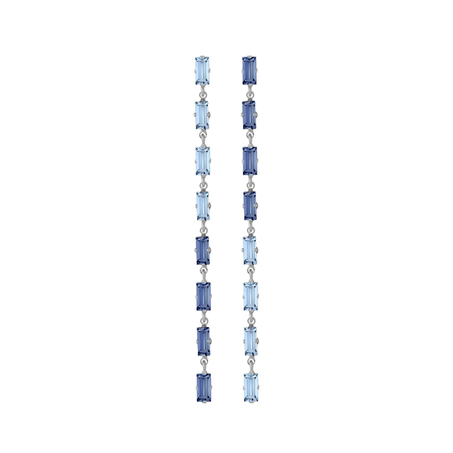 Pendientes largos Esgueva cristal en Plata baño rodio