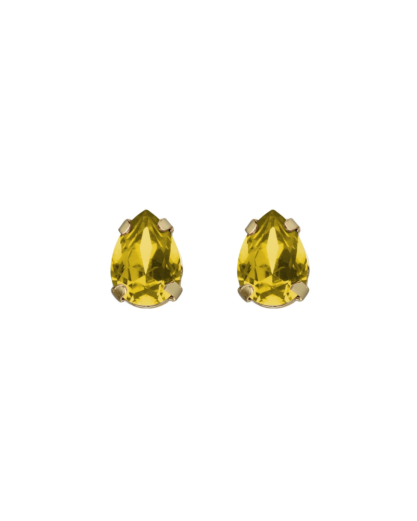 Pendientes botón lágrima Birthstone con cristal en Plata baño Oro