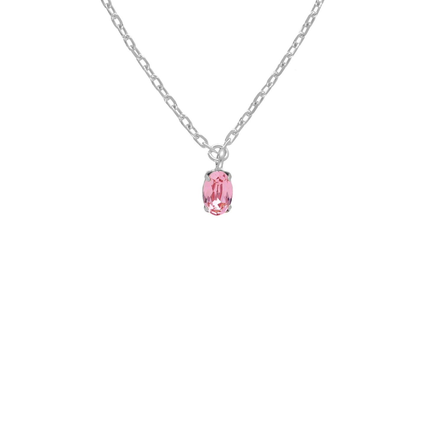 Collar corto Gemma oval cristal en Plata baño rodio